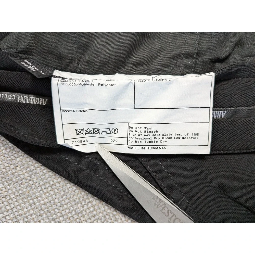 Armani Collezioni Men's Black Flat Front Dress Pants 38L 100% Polyester Prom NWT